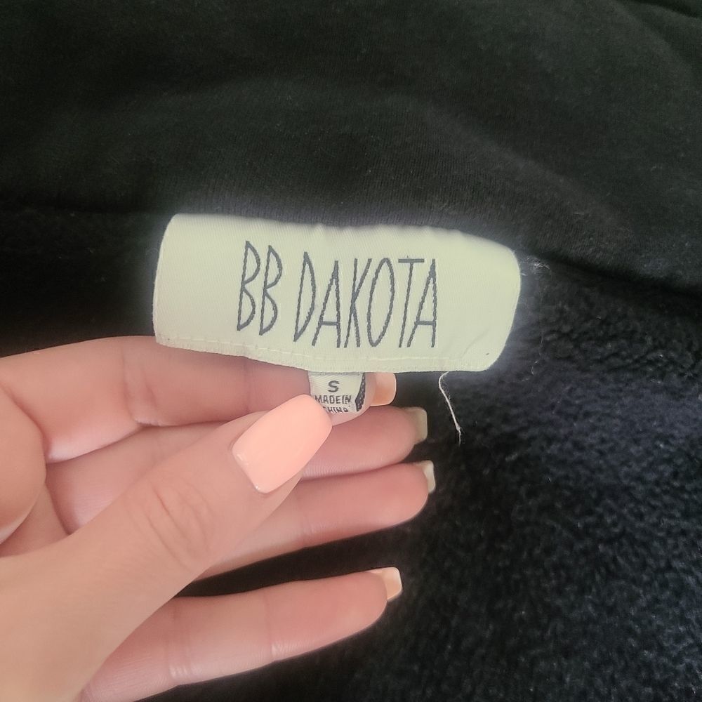 BB Dakota Zip Asymmetric Long Sweatshirt Black Chunky Collar Jacket S - Picture 9 of 9